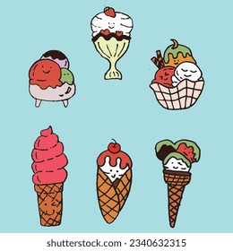 ice cream collection in hot Sunday