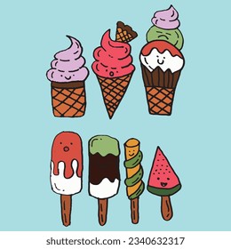 ice cream collection in hot Sunday