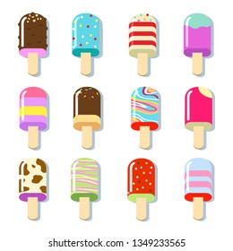 Ice cream collection icon set. Illustrations isolated on white
