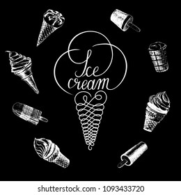 Ice cream collection. Ice cream lettering