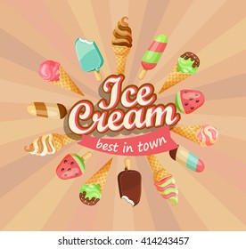 Ice cream  collection, ice cream logo vector illustration.