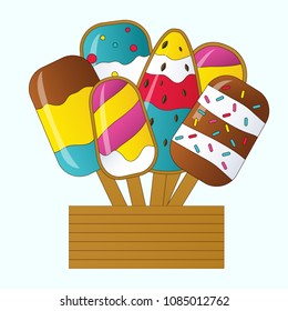 Ice cream collection, vector illustration.