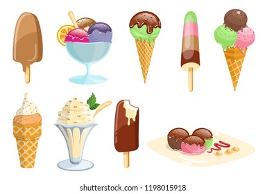 Ice cream collection, vector illustration