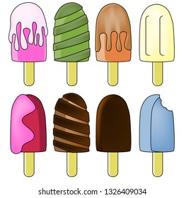 Ice cream collection vector illustration isolated on white background