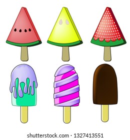 Ice cream collection vector illustration isolated on white background