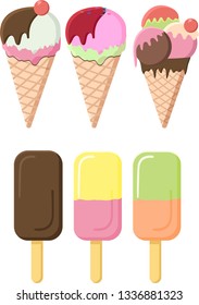 Ice cream collection, vector illustration.