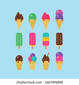 Ice cream collection, vector illustration.