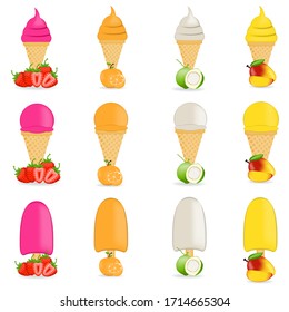 Ice cream collection, vector illustration.