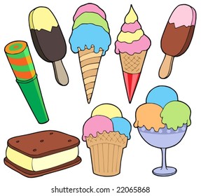 Ice cream collection - vector illustration.