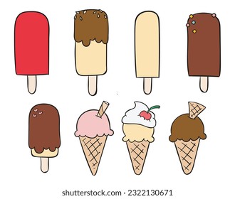 Ice cream collection, vector illustration.