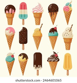 Ice cream collection, vector illustration.