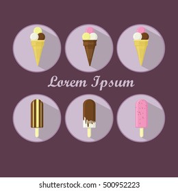 Ice cream collection, vector illustration.