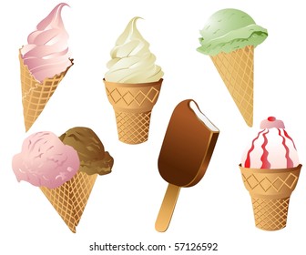 Ice cream. Collection of vector  illustration