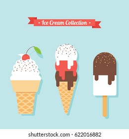 Ice cream collection vector illustration