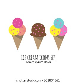 Ice cream collection, vector illustration.