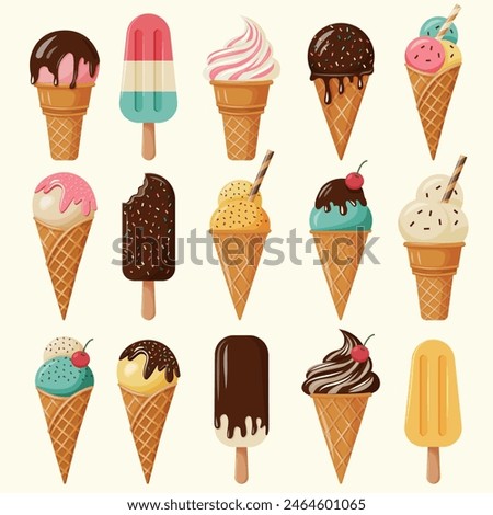 Ice cream collection, vector illustration.