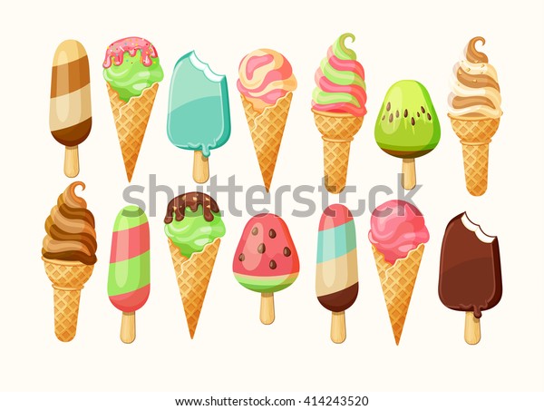 Ice cream\
collection, vector\
illustration.