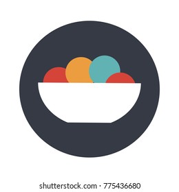 Ice cream color balls in dessert bowl flat vector icon for web and design