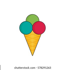 ice cream in color flat icon style