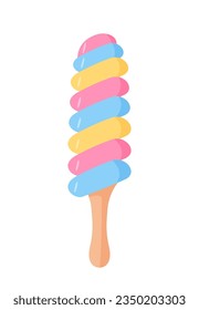 Icono de color crema de hielo. Ilustración vectorial de postres de verano, popsiques en un palo. Aislamiento individual en blanco.