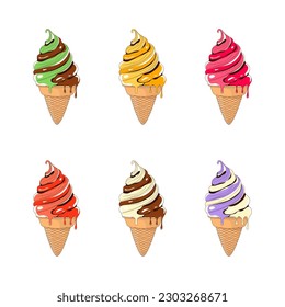 Ice cream color illustrations set