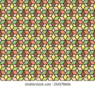 Ice cream color mosaic star seamless pattern background vector.Repeating geometric shapes with rhombus.