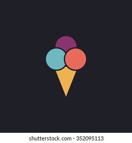 Ice Cream Color Vector Icon On Dark Background