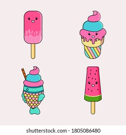 
ice cream, colored, four kinds of shapes