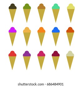 Ice cream colored vector icon set