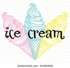 Ice cream colorful collection. Hand drawing sketch vector illustration