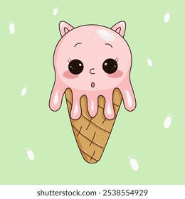 ICE CREAM WITH COLORFUL CUTE FACES