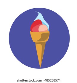 Ice Cream Colorful Dessert Flat Design Vector Illustration