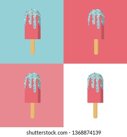 Ice cream colorful set. Vector summer illustration