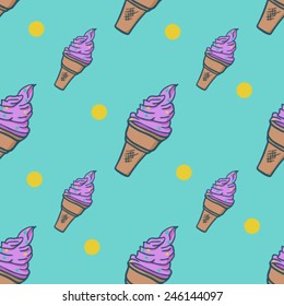 Ice cream colorful vector pattern