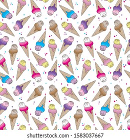 Ice cream colorful vector seamless pattern