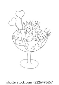 Ice Cream coloring page, isolated element on a white background.  Vector illustration for coloring book for adult and kids.
