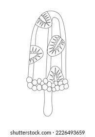 Ice Cream coloring page, isolated element on a white background.  Vector illustration for coloring book for adult and kids.
