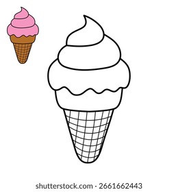 Arte vectorial de página para colorear de helado.