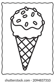 Ice Cream Coloring Pages Illustration Art Hand Drawn Cute