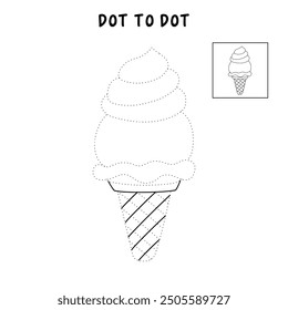 Ice cream coloring pages for kids. Trace and color ice cream. Coloring page outline of ice cream. Ice cream tracing worksheet. Kindergarten and preschool activity.