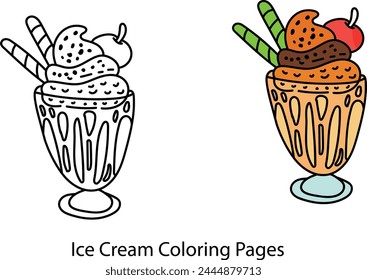 Ice Cream Coloring Pages Vertor