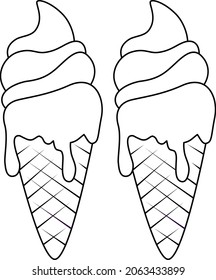 Ice cream coloring vector art and illustration