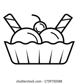 Ice Cream Combo Vector Icon Illustration. Ice Cream Scoop, Summer And Ice Cream Icon 