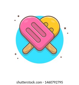 Ice Cream Combo Vector Illustration. Popsicle Logo. Colorful. Sweet Ice Cream. Cafe Menu. Dessert. Flat Cartoon Style Suitable for Web Landing Page, Banner, Flyer, Sticker, Wallpaper, Card, Background