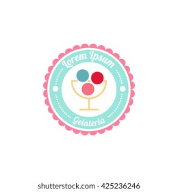 Ice cream company logotype. Logo design for cafe, shop, product. Vector illustration in modern flat style. Business identity element. 