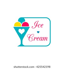 Ice cream company logotype. Logo design for cafe, shop, product. Vector illustration in modern flat style. Business identity element. 