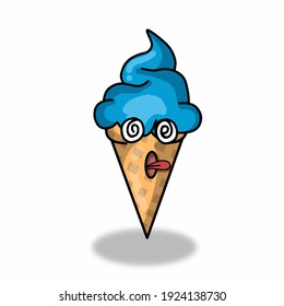 Ice cream con character vector template design illustration