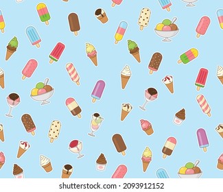 Ice cream concept flat icons.