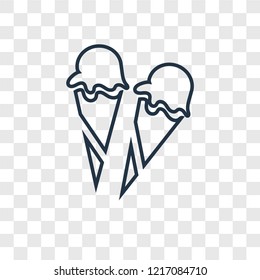 Ice cream concept vector linear icon isolated on transparent background, Ice cream concept transparency concept in outline style