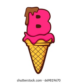Ice cream Cone with Alphabet Letter B